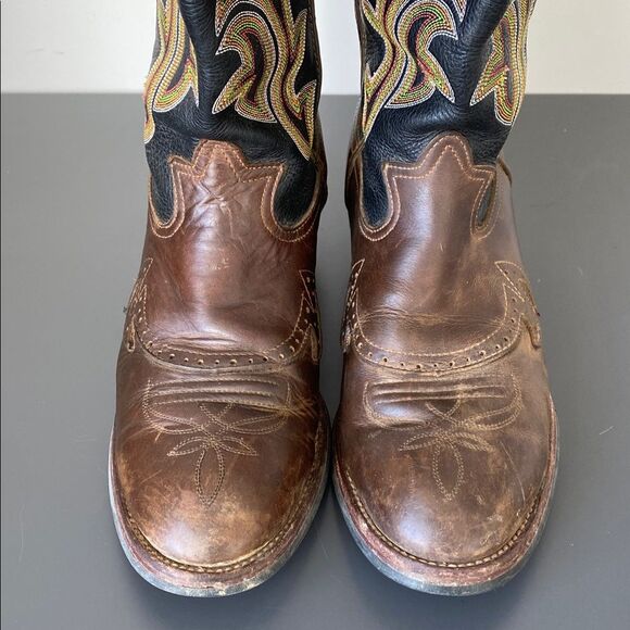 Tony Lama Men\'s RR1002 Buckaroo Western Work Boots Leather Gold Stitching Sz 10 main image 4